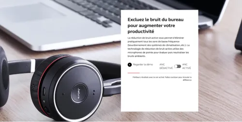 Casque JABRA Evolve 75 SE Micro-casque sans fil professionnel pour les bureaux en open space.