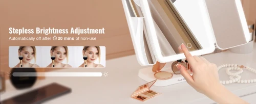 EASEHOLD Miroir de maquillage avec lumières Blanche , miroir de maquillage éclairé avec  grossissement 2X 3X 10X,