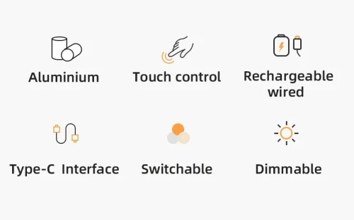 Rechargeable Table Lampe LED tactile en métal simple et sans fil