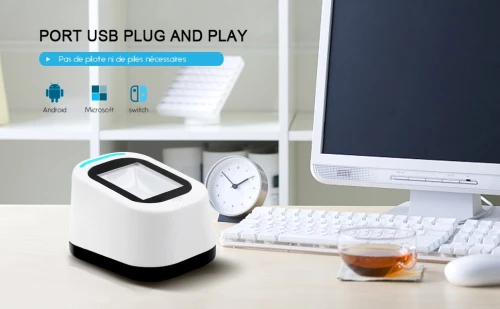 Scanner de codes-barres filaire USB polyvalent Scanner de codes QR 1D et 2D Lecteur pour supermarchés / magasins