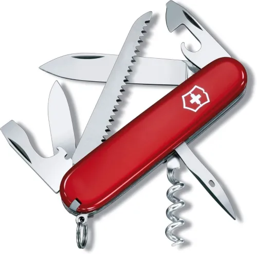 Couteau suisse Victorinox Camper 1.3613 rouge, Outil multifonction, Couteau de camping 13 fonctions, Lame décapsuleur 91 mm
