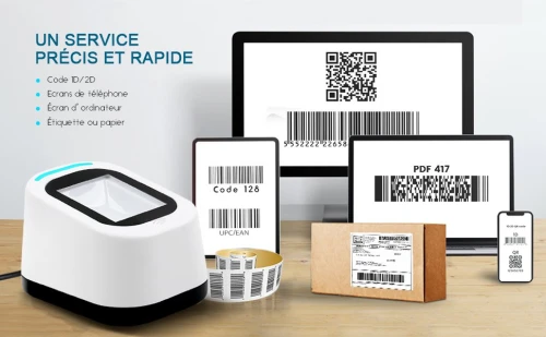 Scanner de codes-barres filaire USB polyvalent Scanner de codes QR 1D et 2D Lecteur pour supermarchés / magasins