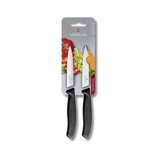 Couteau d'office Victorinox 67793B, pointe acérée, lame dentelée, noir (lot de 2)