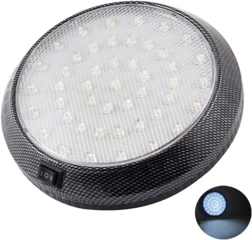 Plafonnier rond 46 LED pour intérieur de voiture, 12 V, caravane, camping-car, camping-car