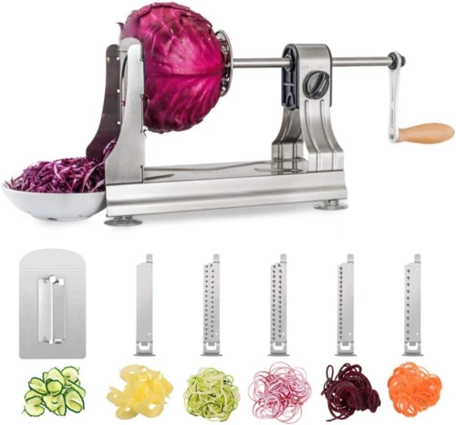 Coupe-légumes Spirale végétale Spiraliseur WellToBe CS-668  6 lames Courgette Pâtes et nouilles Spaghetti Spiralizer améliorée Spiraliser Spiral Slicer Maker