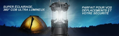Lanterne Camping LED Maxesla, Lampe Rechargeable avec 3 Modes d'éclairage, Etanche pour Camping, Randonnée, Jardin, Pêche