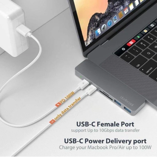 Hub multiport Dodocool DC66GY en aluminium 7-en-1