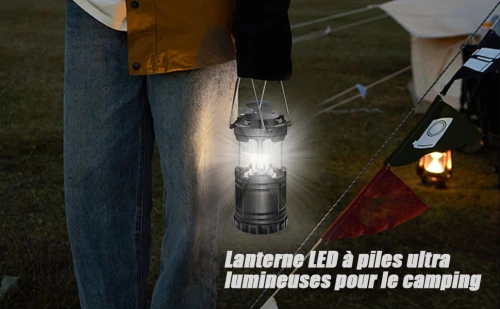 Lanterne Camping LED Maxesla, Lampe Rechargeable avec 3 Modes d'éclairage, Etanche pour Camping, Randonnée, Jardin, Pêche