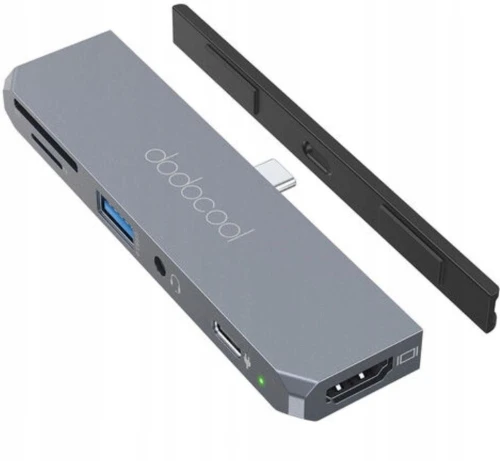 HUB USB-C Dodocool DC79GY 6w1 HDMI USB3,0 miniJack SD/microSD