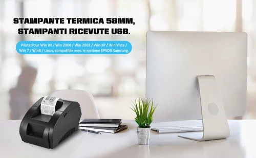 Imprimante Ticket de Caisse 50mm USB Imprimante Thermique POS-5890K de reçus Impression