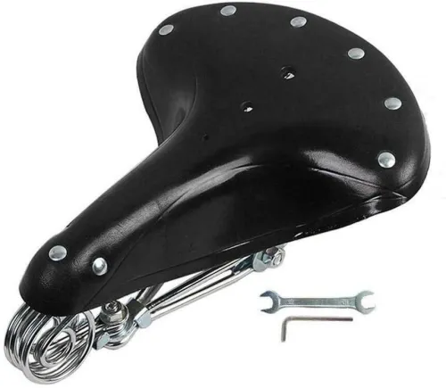 Selle de vélo de montagne Riloer, siège de vélo en cuir de vachette classique vintage avec ressorts, noir