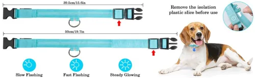 Collier lumineux LED pour chien (lot de 6) AJOXEL, lampe de sécurité LED pour animaux de compagnie, 3 modes de clignotement pour l'obscurité, 6 lumières et 6 piles de rechange