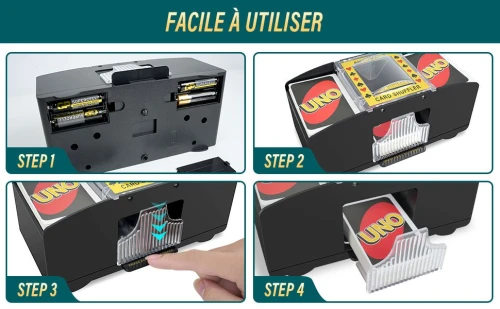 Mélangeur de Cartes Automatique Électronique, Trieur pour 1 à 2 Jeux avec Port USB, Distributeur de Cartes pour Jeux