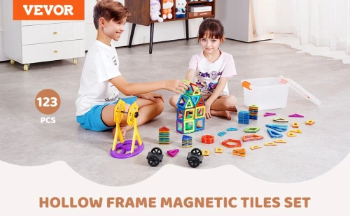 Blocks magnétiques, 123 PCS, blocs de construction magnétiques pour enfants, jouet d'empilage de construction éducatif, avec groupes de roues et grande roue