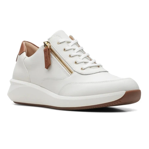 Clarks - Un Rio Zip White Leather