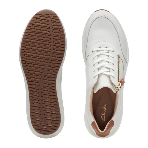 Clarks - Un Rio Zip White Leather