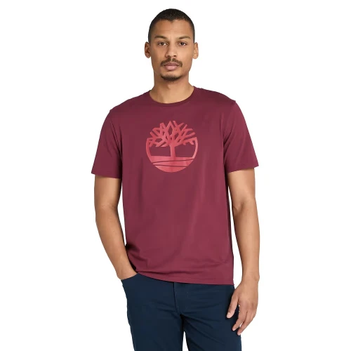 Timberland KENNEBEC RIVER Tree Logo Short Sleeve Tee BURGUNDY