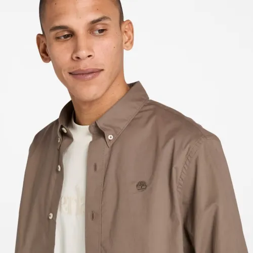 Timberland Long Sleeve Stretch Poplin Shirt CHOCOLATE CHIP