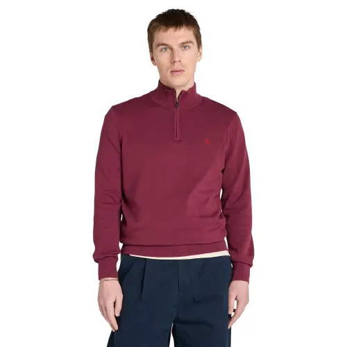 Timberland WILLIAMS RIVER Cotton YD 1/4 Zip Sweater BURGUNDY