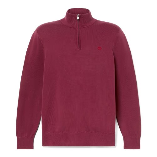 Timberland WILLIAMS RIVER Cotton YD 1/4 Zip Sweater BURGUNDY