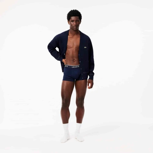 Lacoste Lot de 3 boxers courts casual marine avec ceinture contrastée
