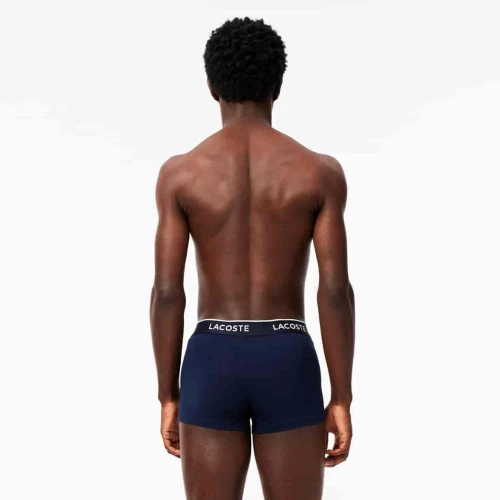 Lacoste Lot de 3 boxers courts casual marine avec ceinture contrastée