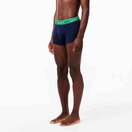 Lacoste Lot de 3 boxers courts casual marine avec ceinture contrastée