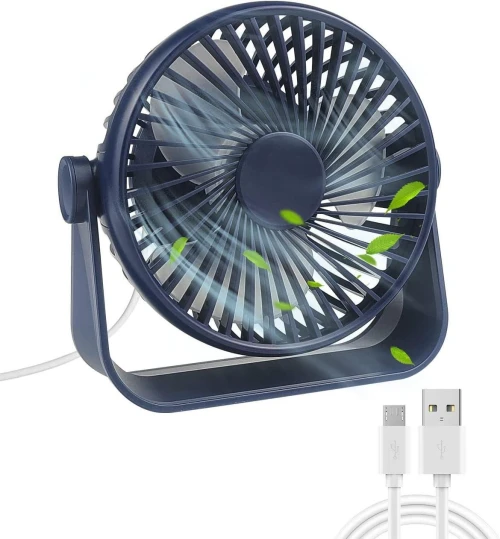 Ventilateur de bureau USB Maxesla de 14cm, 4 vitesses, rotatif à 360°, portable, idéal pour le bureau, la maison, la chambre, la voiture et les voyages