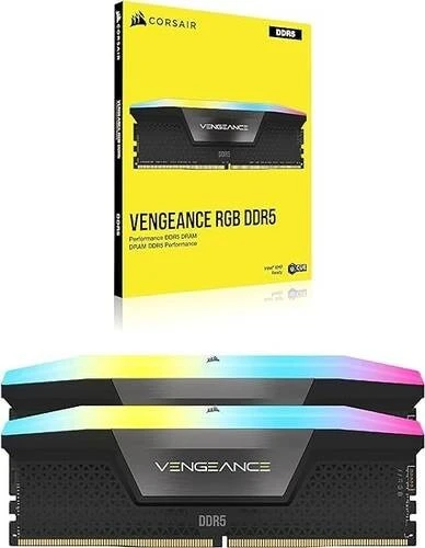 Kit de mémoire CORSAIR VENGEANCE RGB 32Go (2x16 Go) DRAM DDR5 6400MHz CL36 Noir
