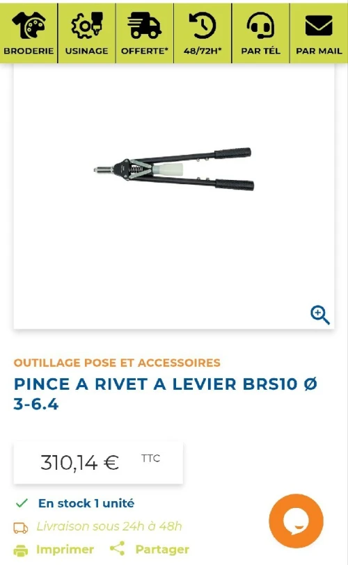 Riveteuse a ressort PINCE A RIVET A LEVIER de la marque Bollhoff BRS10
