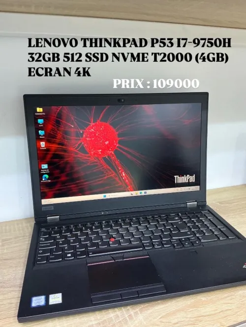 LENOVO THINKPAD P53 I7-9750H 32GB 512 SSD NVME T2000 (4GB) ECRAN 4K