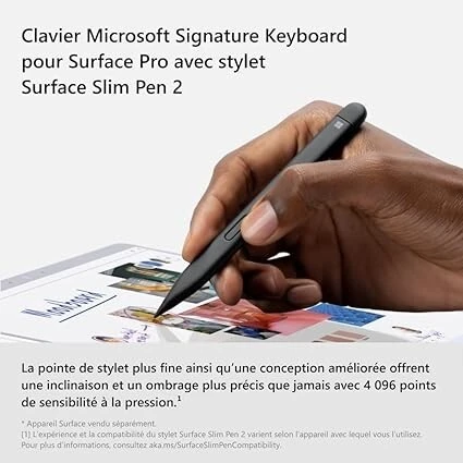 Microsoft Surface clavier Signature Keyboard + Stylet Surface Slim Pen 2, Platine (Clavier AZERTY)