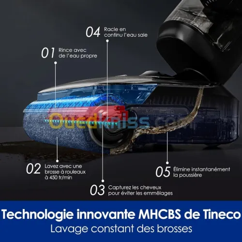 TINECO FloorOne S7 PRO Aspirateur Laveur, Autonomie 40 Min, Auto-Nettoyage Flashdry 70C