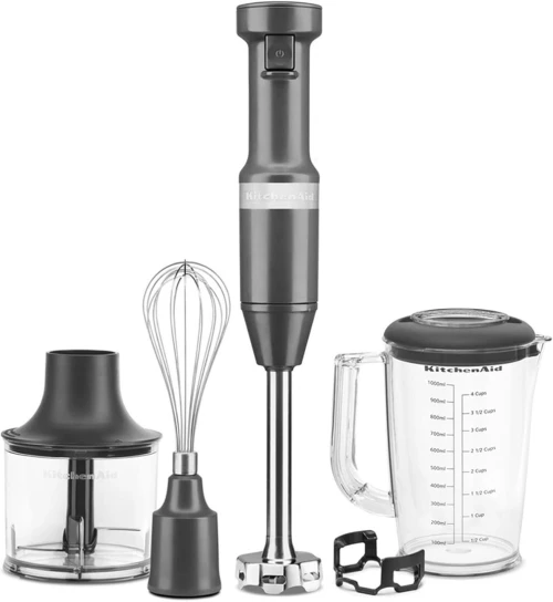 KitchenAid Bras Mixeur compact avec fil, 180 W, Capacité: 1 L - 3 accessoires - 5KHBV83EDG 