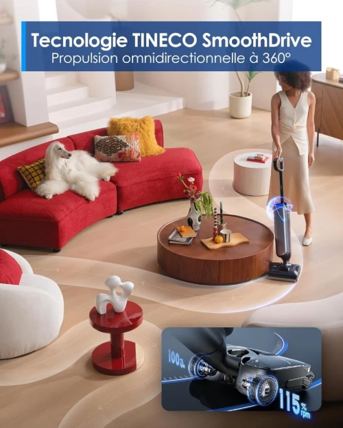 Aspirateur Balai sans Fil TINECO Floor One S9 Artist , 22 kPa, 50 Min d'autonomie
