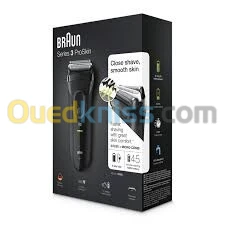 BRAUN Rasoir Electrique Series 3 Pro Skin 3020s, Etanche, 45 min autonomie, Tondeuse Intégrée