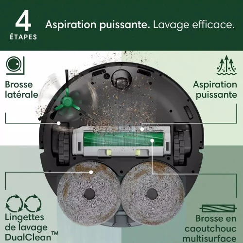 Irobot Aspirateur robot laveur ROOMBA PLUS 405 Noir - 7 000 Pa - Autonomie : 1.45 h - Autowash Dock