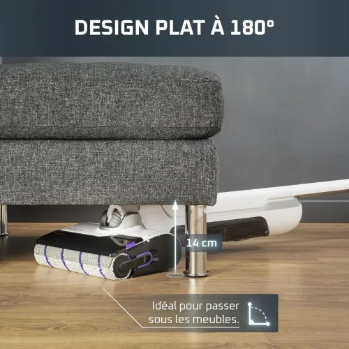Rowenta X-Clean 10-Aspirateur Laveur sans fil-Design plat 180 degré-Autonomie 60min-Blanc-GZ7540WO