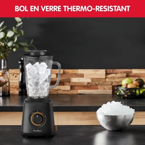 Blender Moulinex, Eco-conçu, 1,75 L, 4 lames, 800 W, Smoothie, Milk-shake, Soupe lm46en