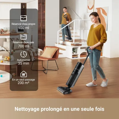DREAME H12 Pro Ultra Aspirateur Eau et poussière, Autonomie 35min, Aspiration 16 kPa, Brosse 2 Bords