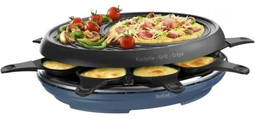 Tefal Raclette COLORMANIA RE310401 3en1: raclette-crêpes-grill - 8 personnes - 1050w
