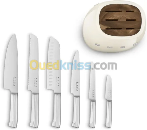 Couteau Smeg Bloc de 6 couteaux KBSF02CR Crème