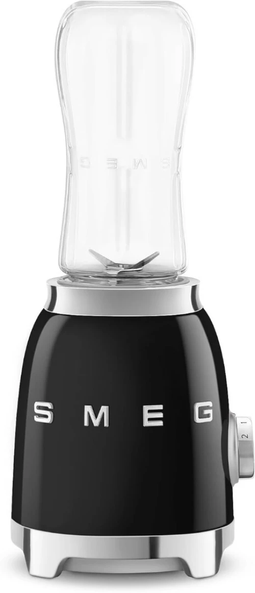 smeg Mini-blender Compact, 2 Niveaux de Vitesse, 2 bouteilles de 600 ml, 300 W, noir - PBF01BLEU