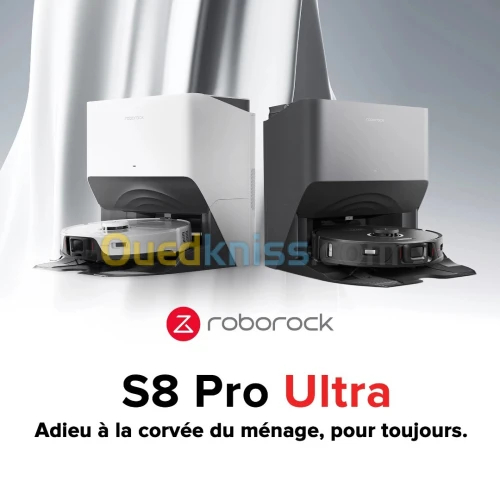 Robot Aspirateur Laveur station de vidange Roborock S8 Pro Ultra blanc/noir -180MIN AUTONOMIE-6000PA