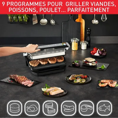 Grill viande Patineuse Tefal Optigrill+ XL ,Cuisson automatique, 9 programmes GC724D12