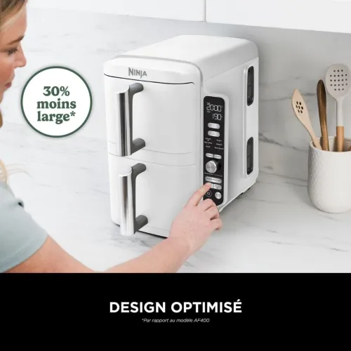 NINJA Double Stack XL Air Fryer, Double Tiroir 4 Niveaux de Cuisson 9,5 L, 6 Fonctions,SL400