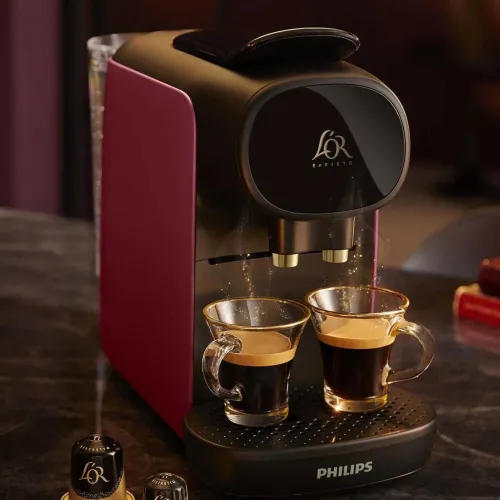MACHINE À CAFÉ À CAPSULES LOR BARISTA ROUGE VELOURS PHILIPS - LM9012/50 - 19 bars - 9 capsules