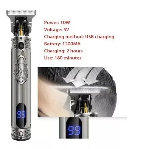 Kemei Tondeuse A Cheveux Finition 0 Mm - 1200 Mah - 700H Puissance 10 W - Lcd - Silver