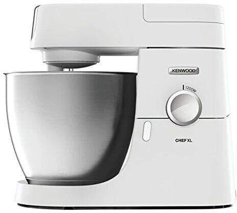 Kenwood Chef XL robot petrin KVL4100W, 3 crochets et fouets pour pétrir, bol de 6,7 L, 1200 W, blanc
