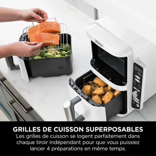 NINJA Double Stack XL Air Fryer, Double Tiroir 4 Niveaux de Cuisson 9,5 L, 6 Fonctions,SL400